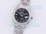 Replica Rolex Datejust Black Dial w/ Roman Numerals Watch Diamond Oyster Bracelet
